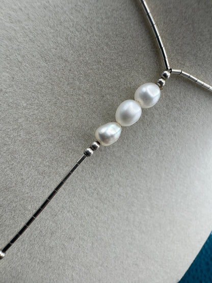 Freshwater Pearl & Liquid Silver Lariat Necklace - West Spork Mercantile