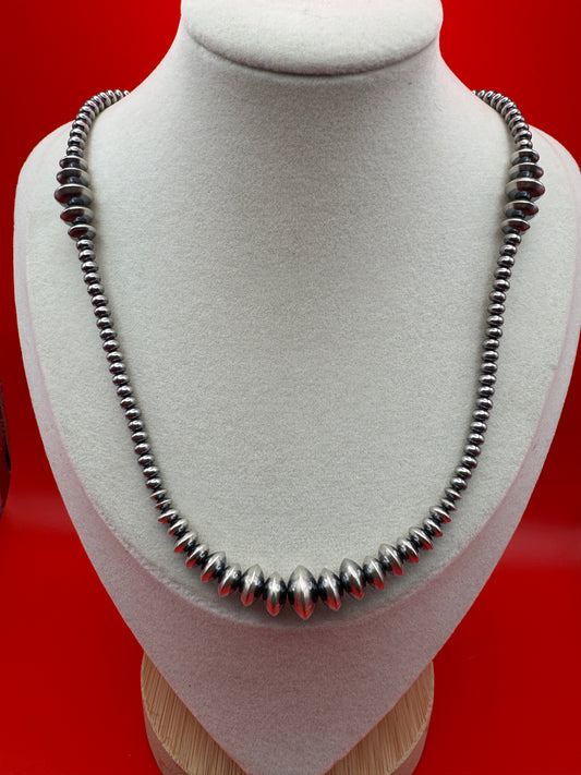 Sterling Silver Navajo Pearls Necklace – 18” (4–12mm Beads) - West Spork Mercantile