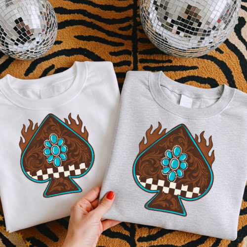 Tooled leather spade sublimation T-shirt