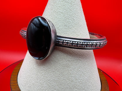 Black Onyx and Sterling Silver Cuff by Chimney Butte - West Spork Mercantile