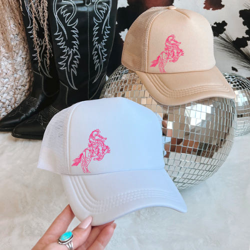 Neon bucking horse western trucker hat - West Spork Mercantile