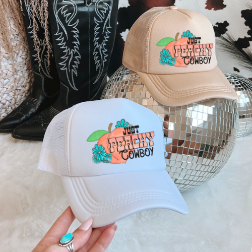 Just peachy cowboy western trucker hat - West Spork Mercantile