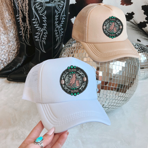 Turn and burn western trucker hat