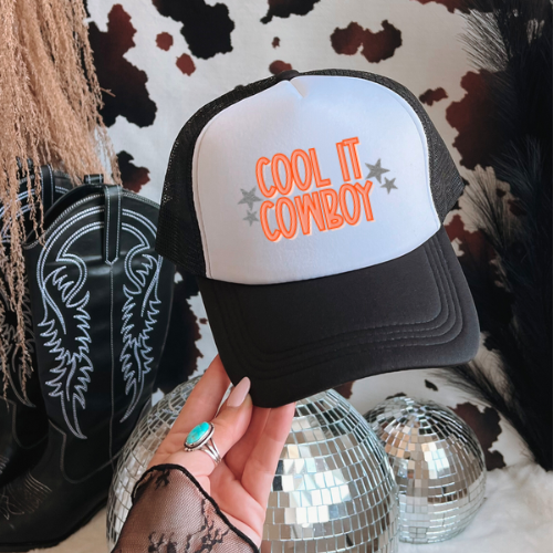 Cool it cowboy western trucker hat