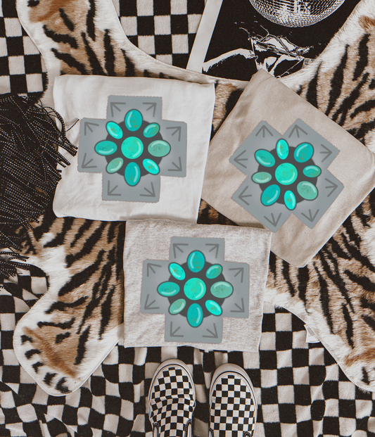 Turquoise aztec sublimation T-shirt