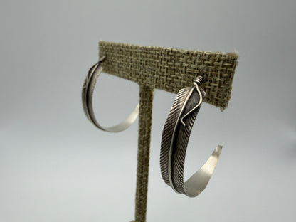 Chris Charley – Sterling Silver Feather Half-Hoop Earrings