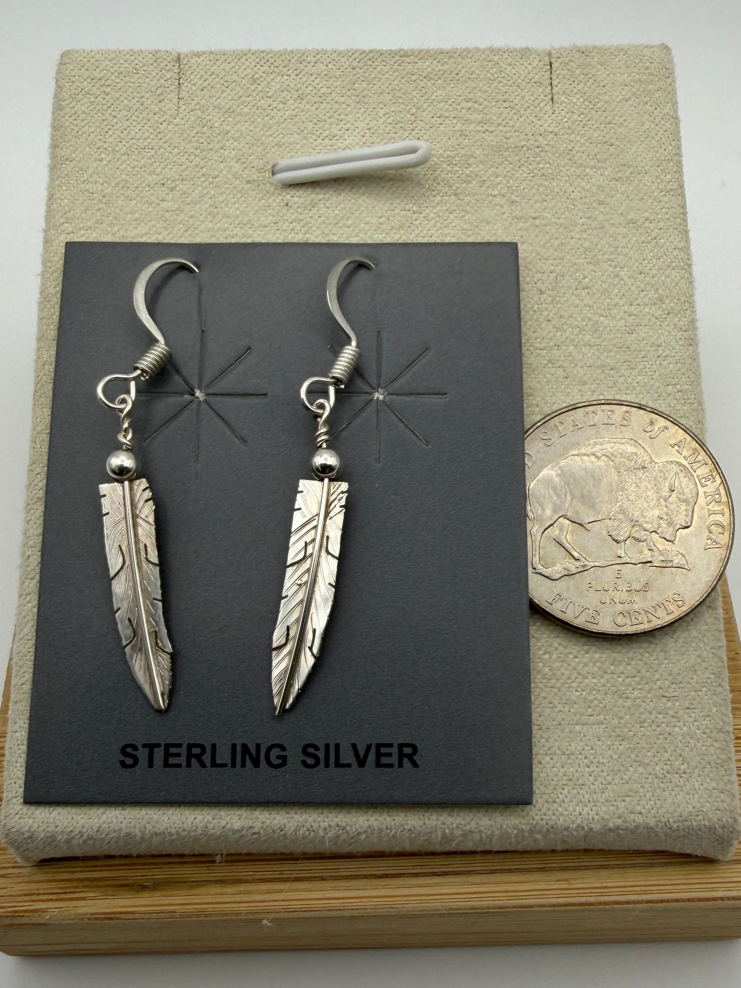 Marvin Arviso – Sterling Silver Feather Earrings (No Turquoise)