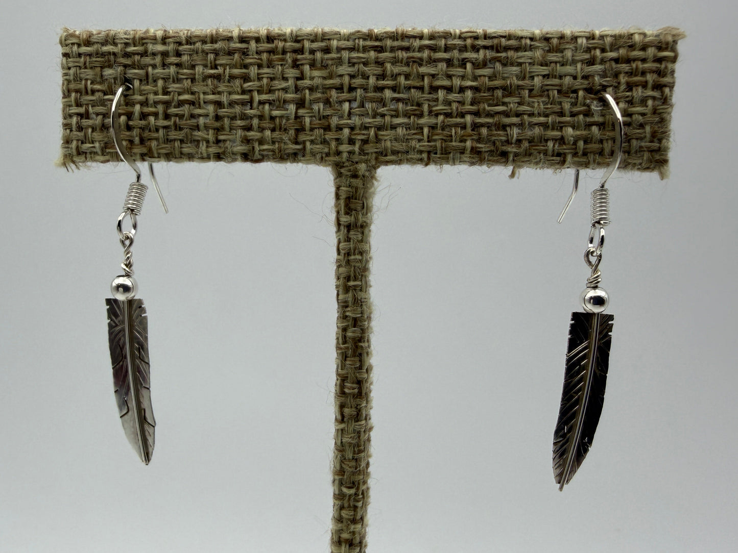 Marvin Arviso – Sterling Silver Feather Earrings (No Turquoise)