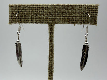 Marvin Arviso – Sterling Silver Feather Earrings (No Turquoise)