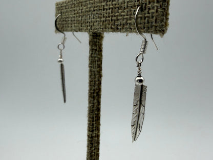 Marvin Arviso – Sterling Silver Feather Earrings (No Turquoise)