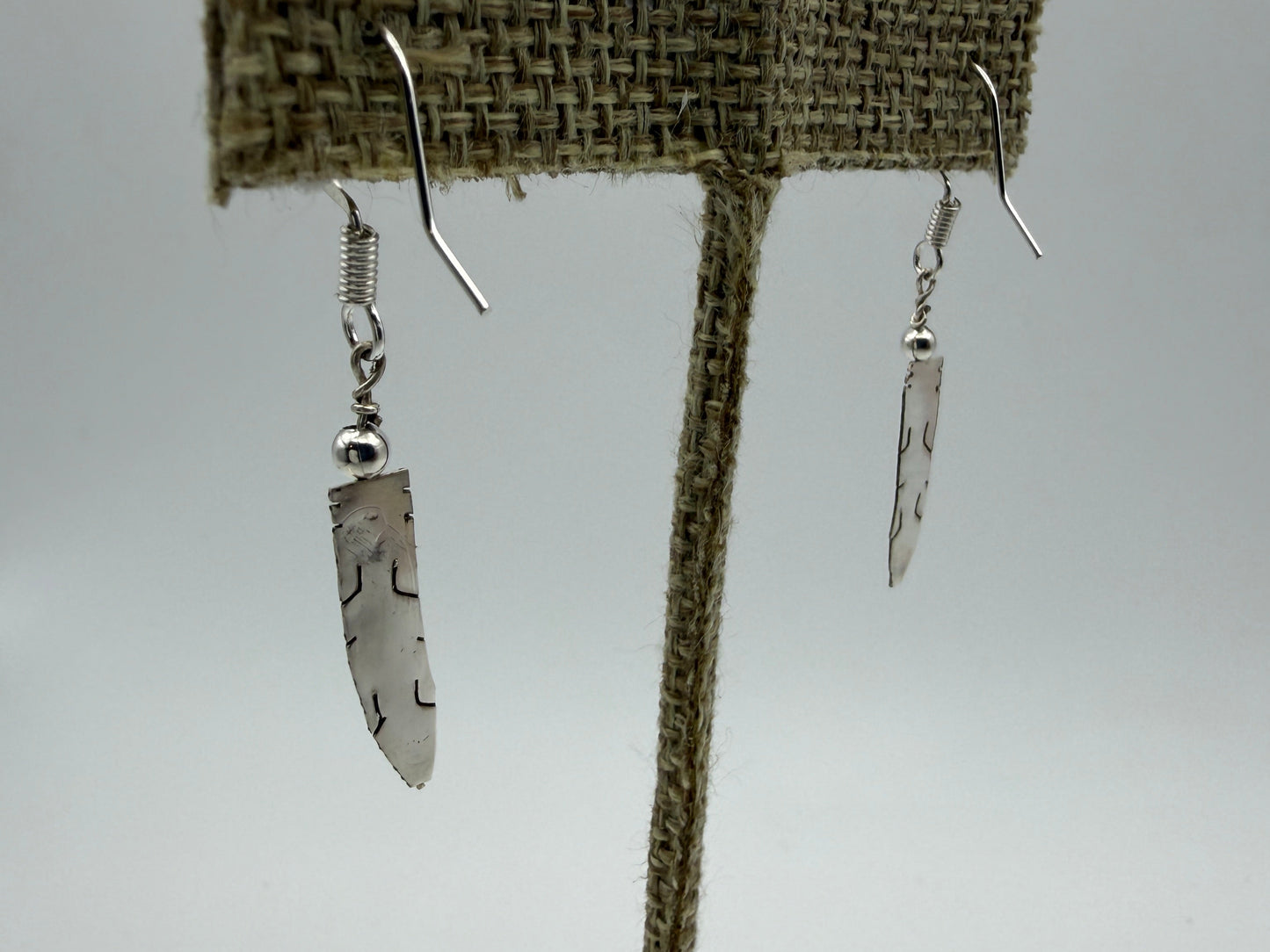 Marvin Arviso – Sterling Silver Feather Earrings (No Turquoise)