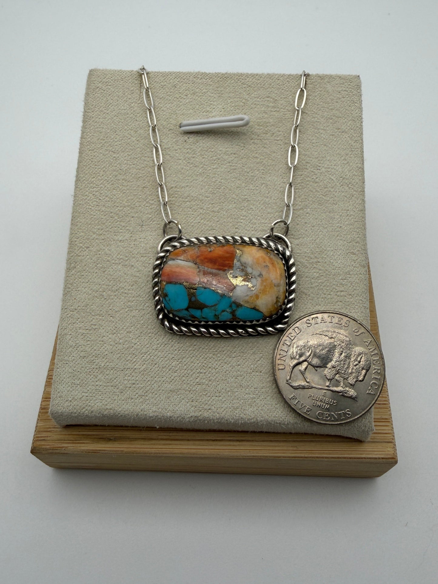 Shinay Begay – Spiny Oyster & Turquoise Inlay Necklace