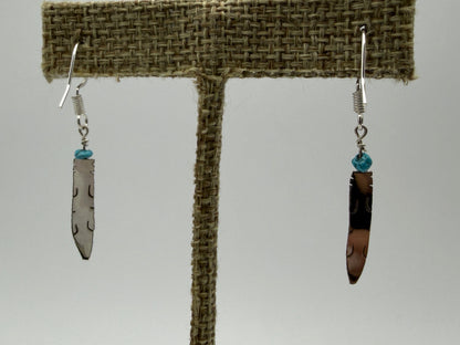 Marvin Arviso – Sterling Silver Feather Earrings with Turquoise Chip