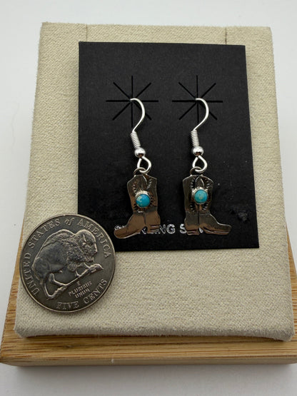 Lucille Platero – Sterling Silver + Turquoise Boot Earrings