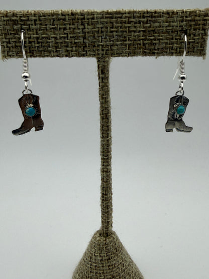 Lucille Platero – Sterling Silver + Turquoise Boot Earrings