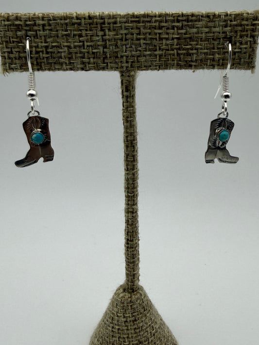 Lucille Platero – Sterling Silver + Turquoise Boot Earrings