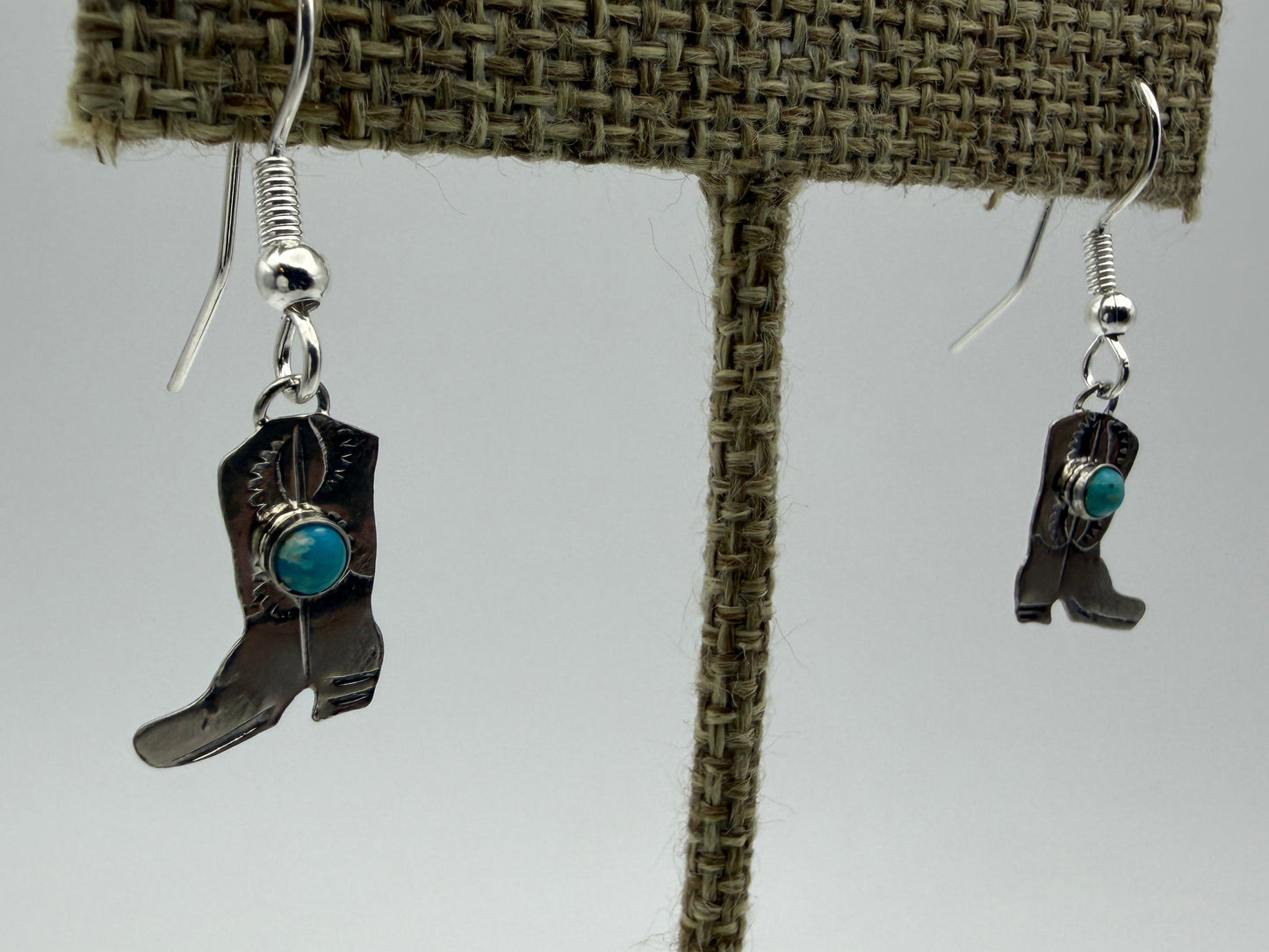 Lucille Platero – Sterling Silver + Turquoise Boot Earrings
