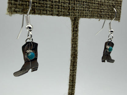 Lucille Platero – Sterling Silver + Turquoise Boot Earrings