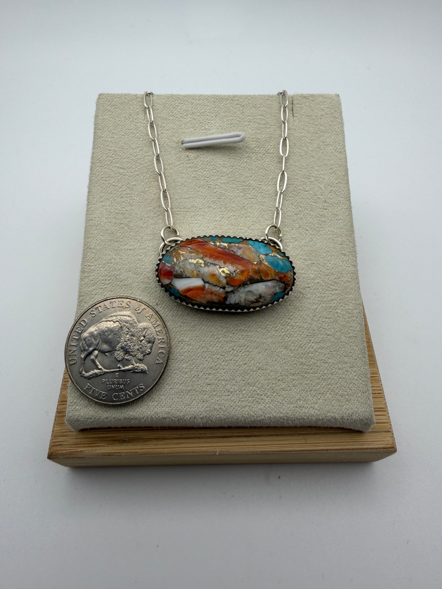 Shinay Begay – Oval Spiny Oyster &amp; Turquoise Fusion Necklace