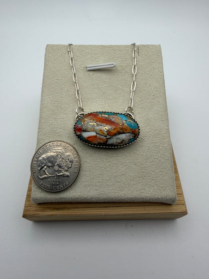 Shinay Begay – Oval Spiny Oyster &amp; Turquoise Fusion Necklace