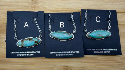 Navajo Made Kingman Turquoise Necklace — By Steve Francisco