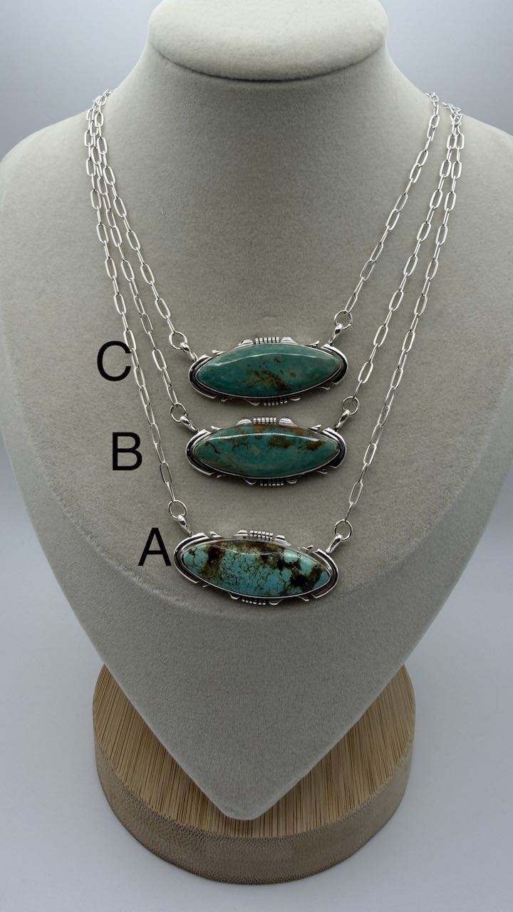 Navajo Made Kingman Turquoise Necklace — By Steve Francisco