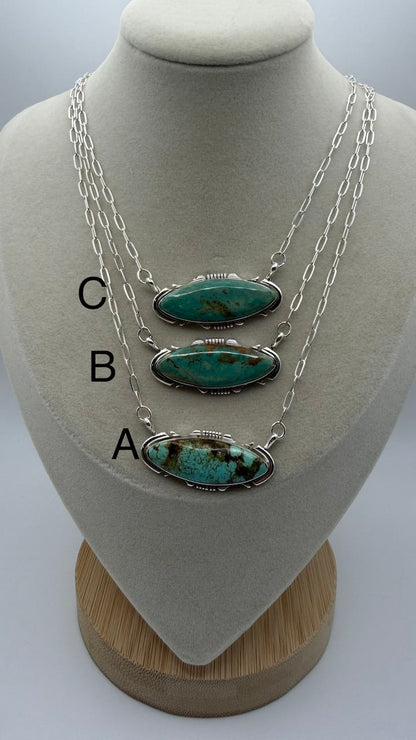 Navajo Made Kingman Turquoise Necklace — By Steve Francisco