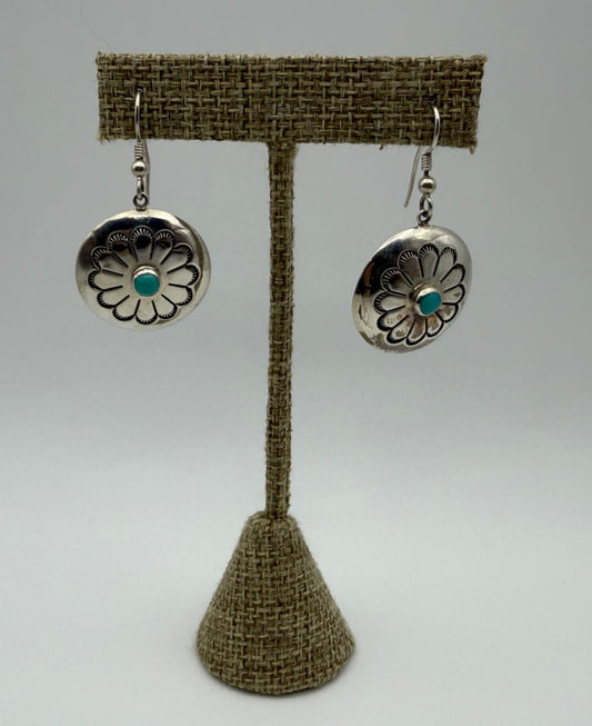 Vintage Navajo Sterling Concho Earrings — C. Harrell