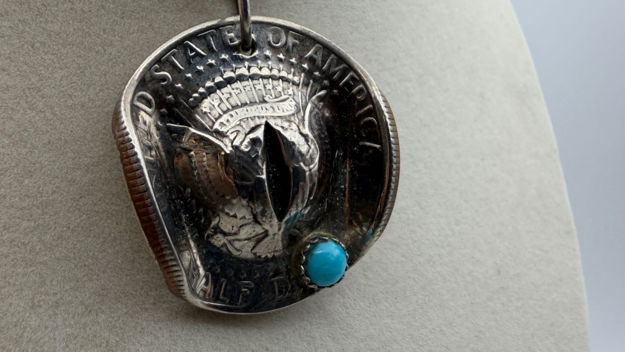 Coin Cowboy – Kingman Turquoise Half Dollar Pendant - SBS!