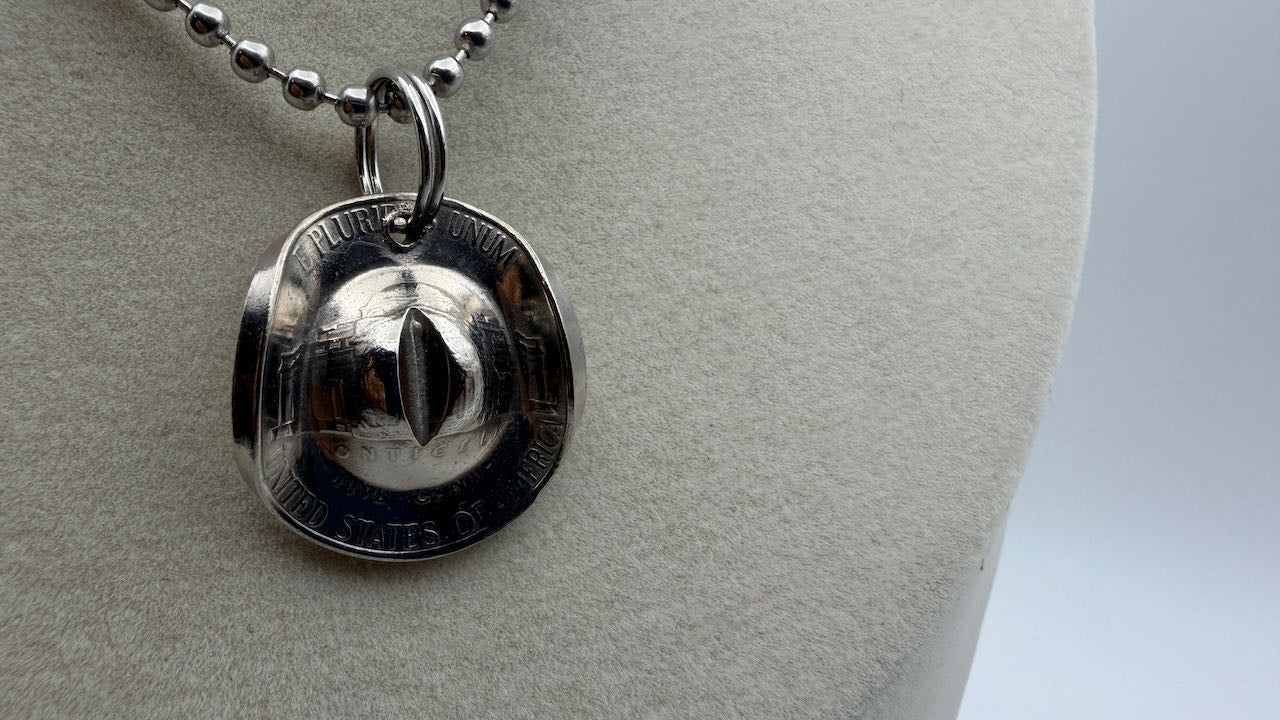 The Coin Cowboy Nickel Hat Necklace - Barn Buster!