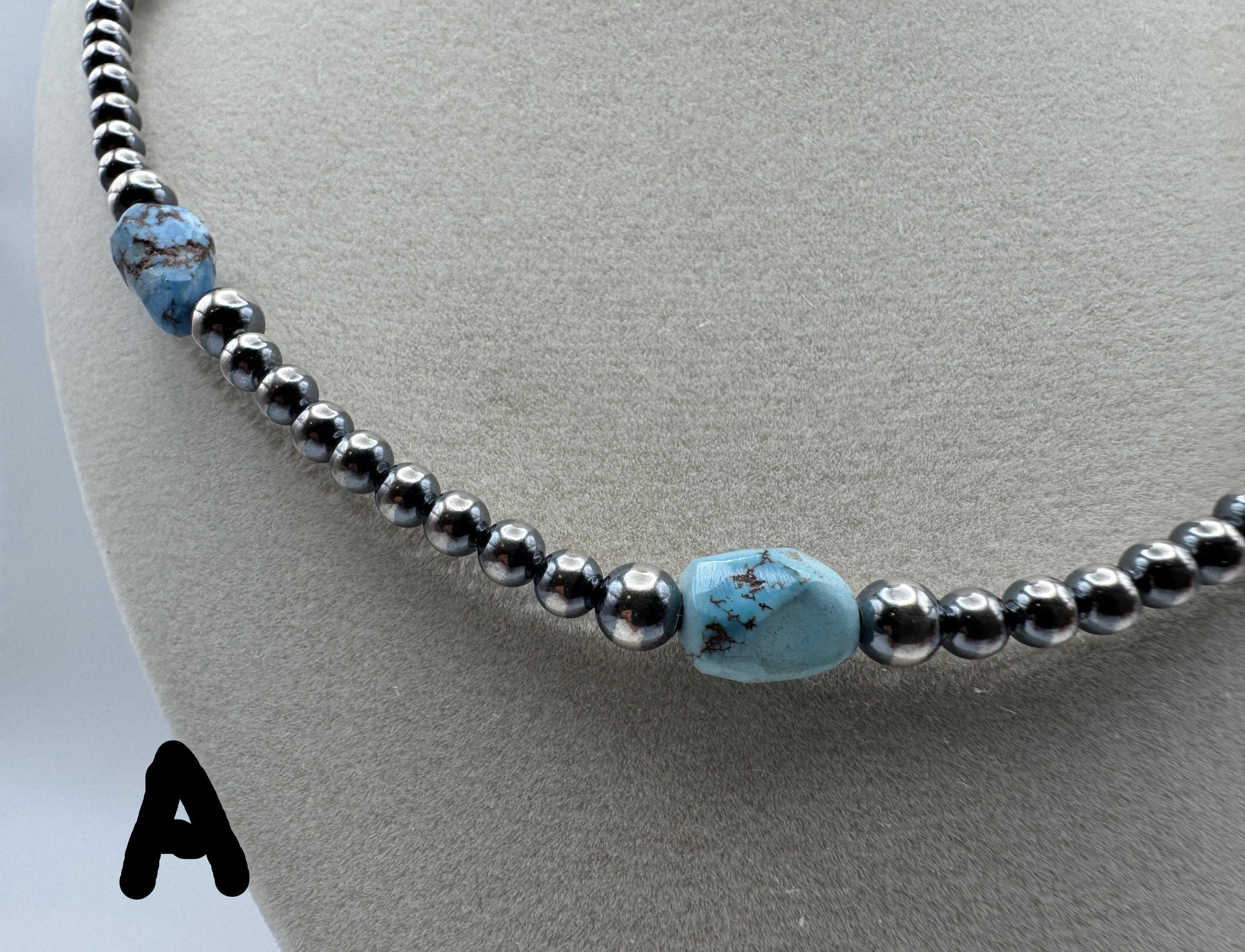 16" -18” Golden Hills Turquoise and Sterling Pearl Necklace - West Spork Mercantile
