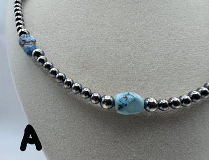 16" -18” Golden Hills Turquoise and Sterling Pearl Necklace - West Spork Mercantile