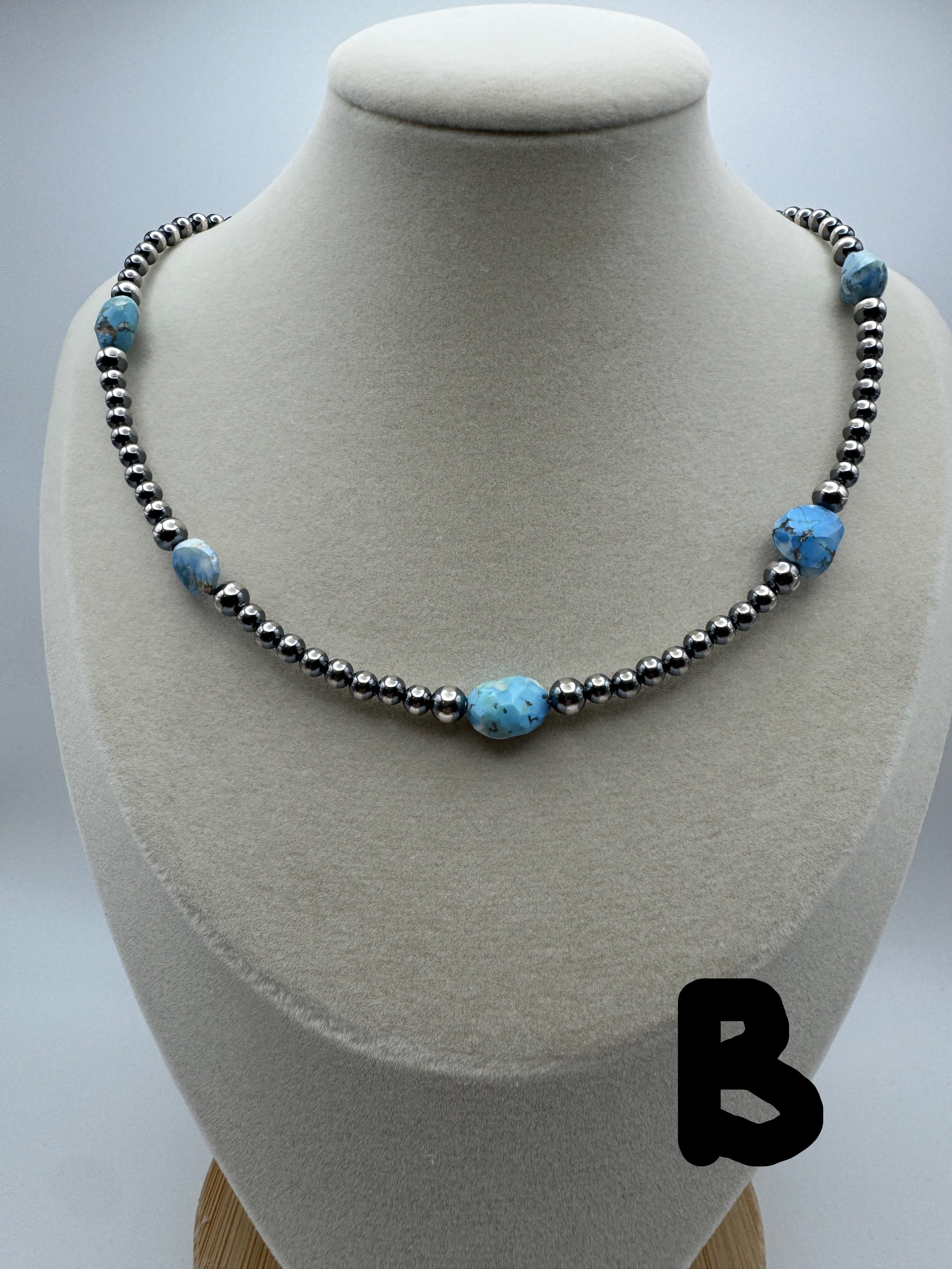16" -18” Golden Hills Turquoise and Sterling Pearl Necklace - West Spork Mercantile