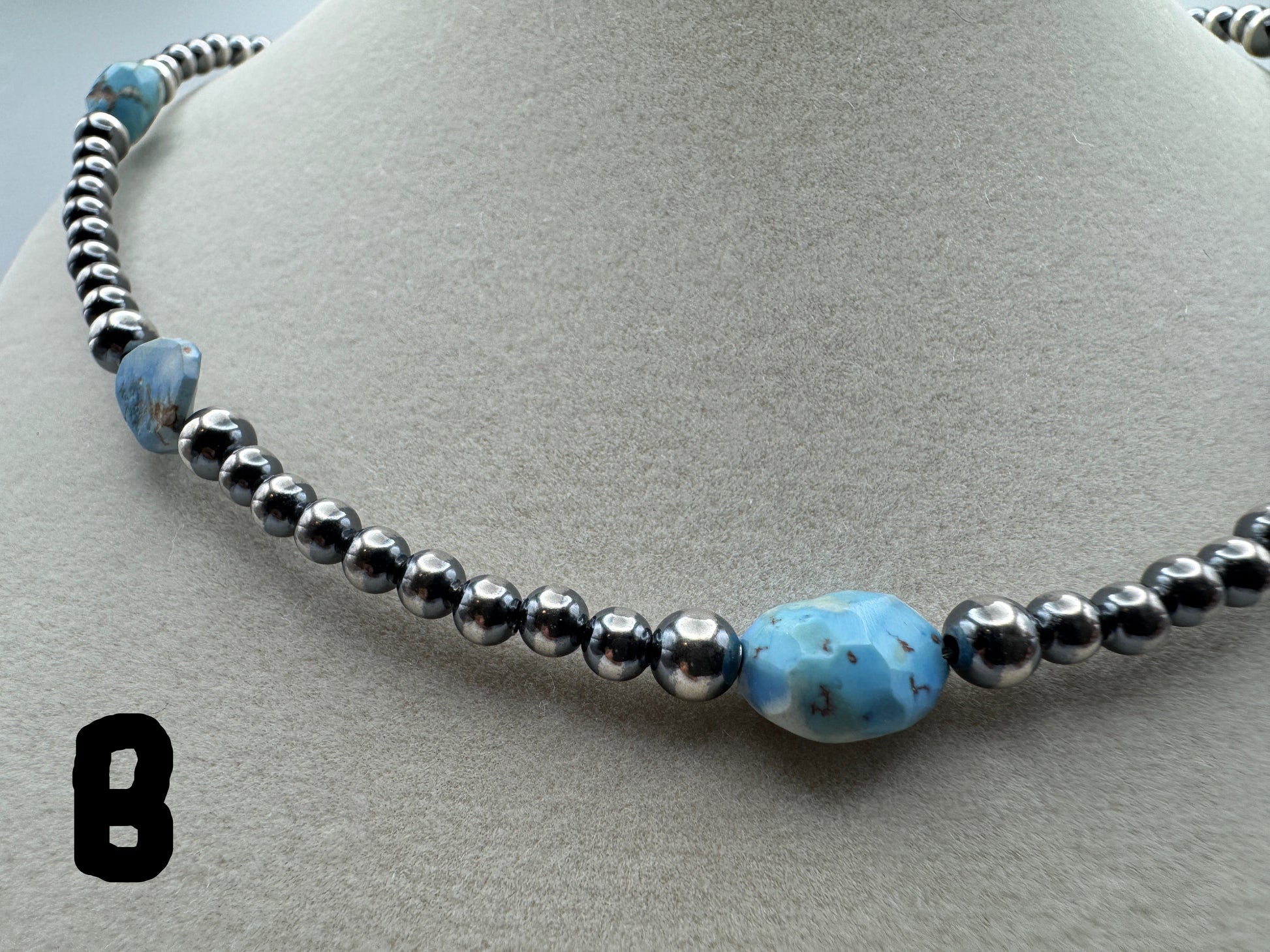 16" -18” Golden Hills Turquoise and Sterling Pearl Necklace - West Spork Mercantile