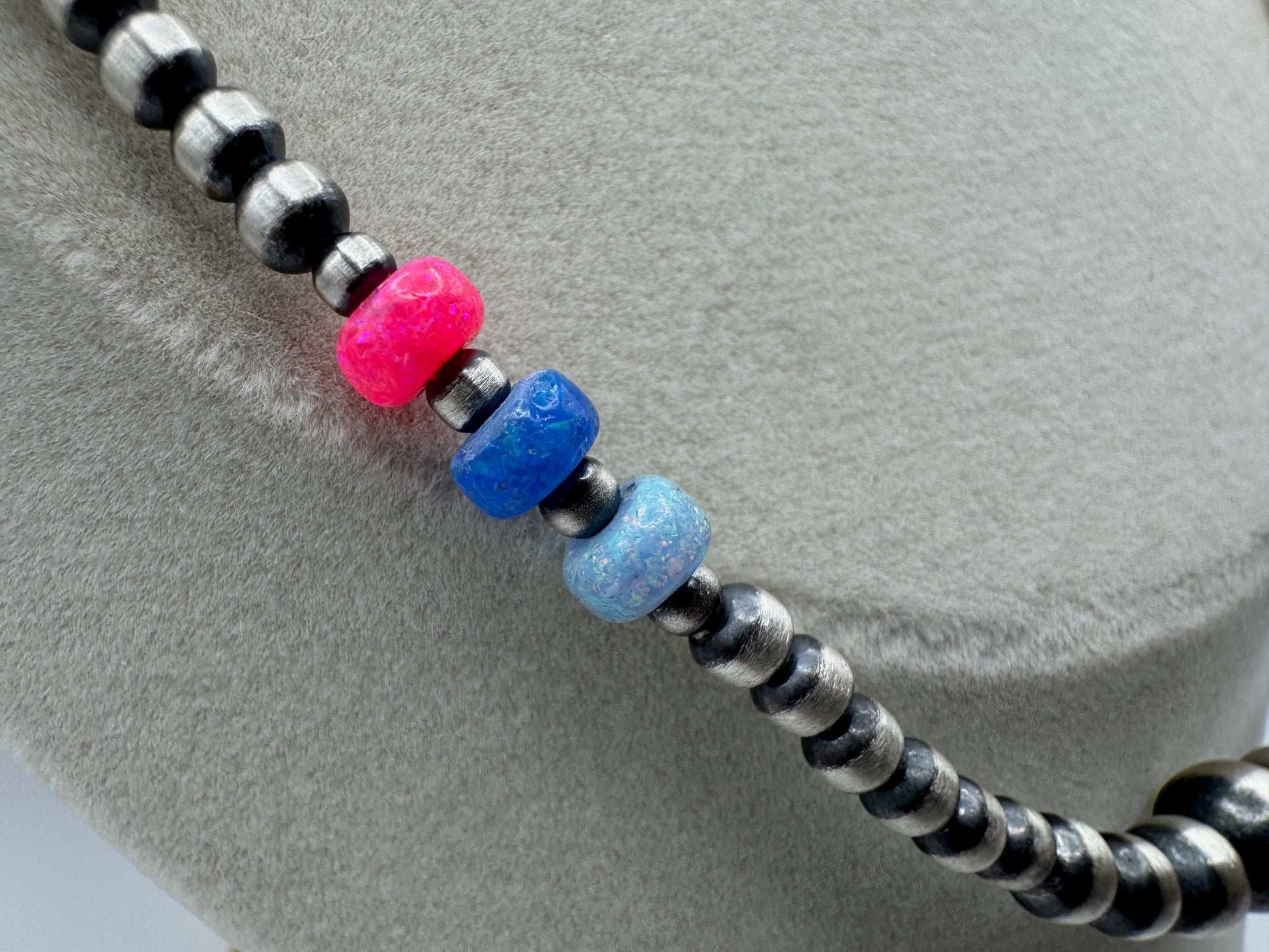 Cotton Candy 18" Sterling Pearls and Opal Necklace - West Spork Mercantile