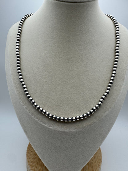 18" Sterling 4mm Pearl Necklace - West Spork Mercantile