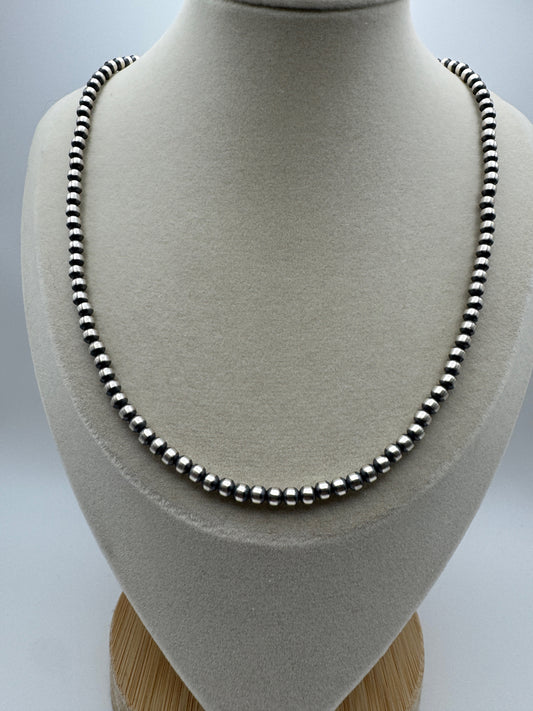 18" Sterling 4mm Pearl Necklace - West Spork Mercantile