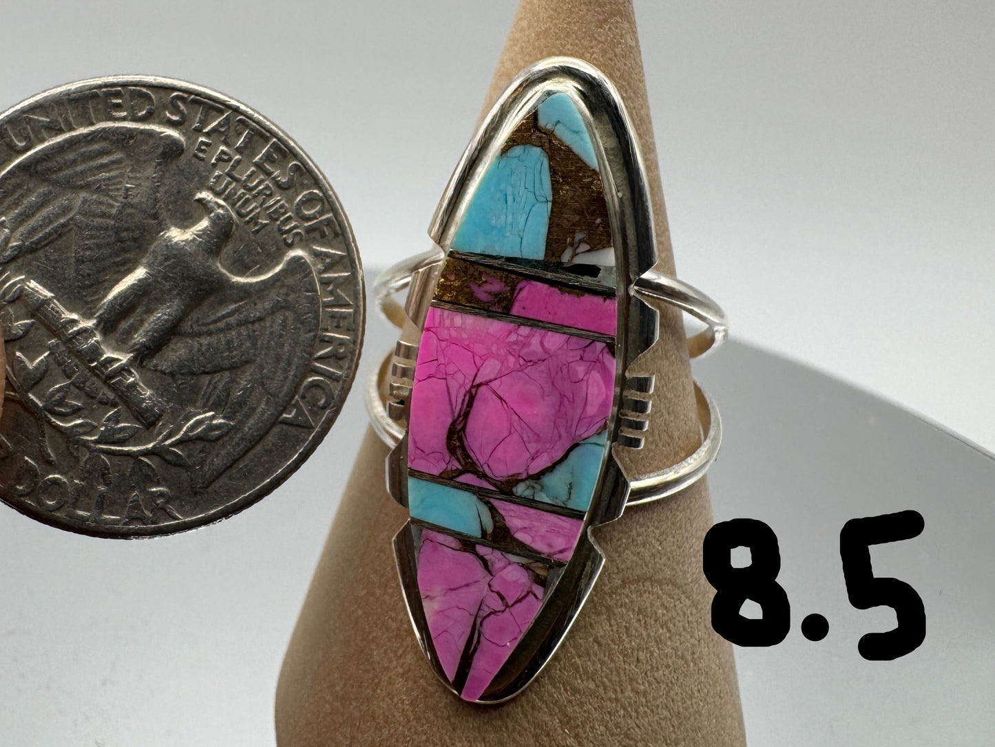 Cotton Candy and Sterling Rings by Brandon Etcitty - West Spork Mercantile