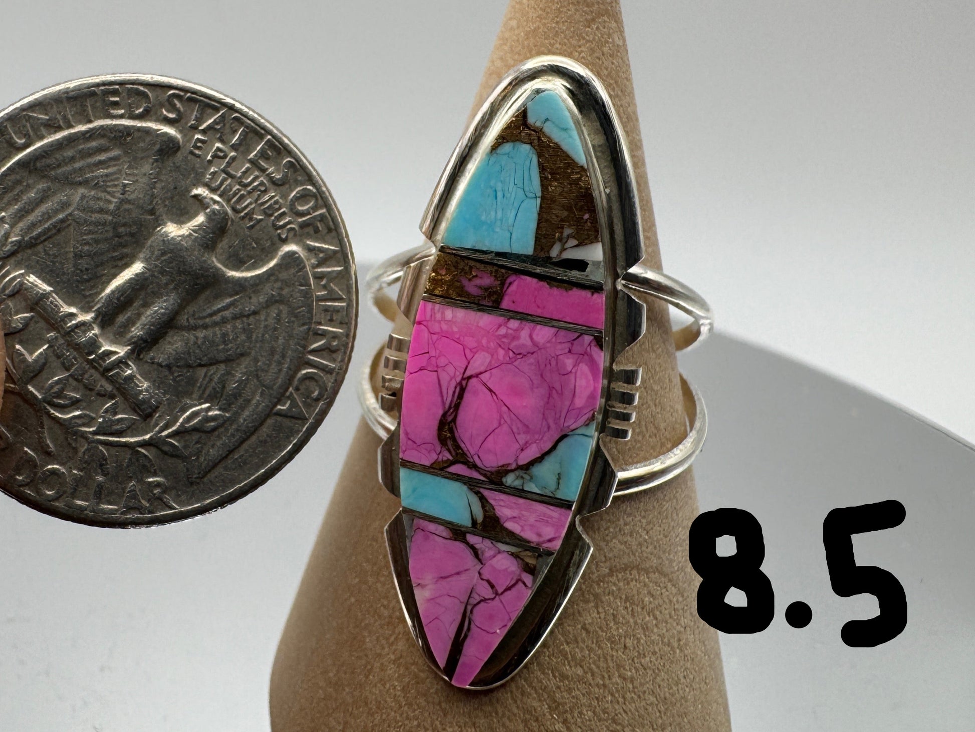 Cotton Candy and Sterling Rings by Brandon Etcitty - West Spork Mercantile