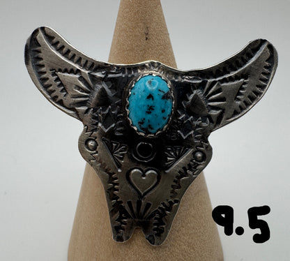 Sleeping Beauty and Sterling Animal Ring by C. Yazzie (2 options) - West Spork Mercantile