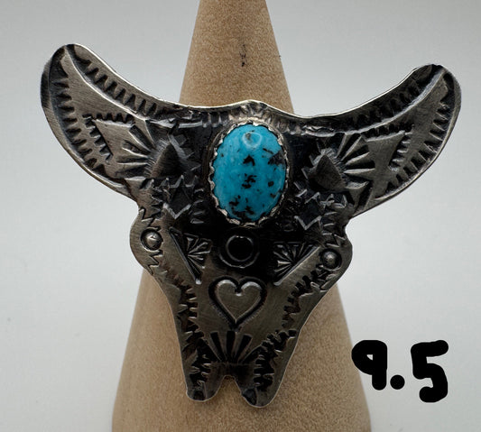 Sleeping Beauty and Sterling Animal Ring by C. Yazzie (2 options) - West Spork Mercantile