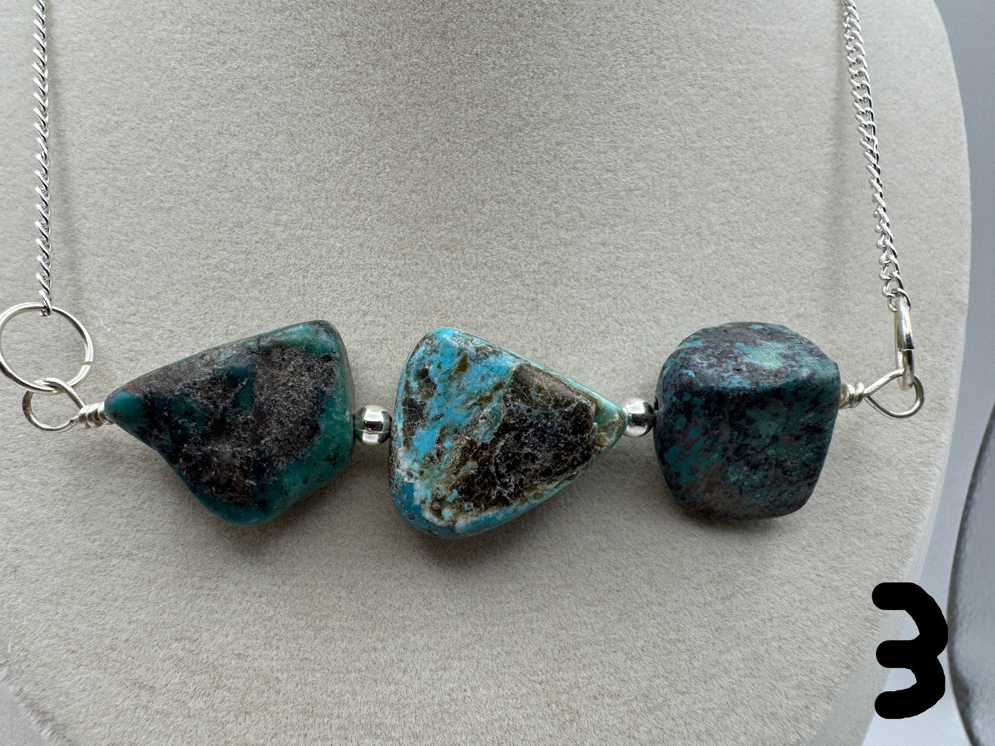 Turquoise Nugget Bar Necklace — Sporkhand Made | Sterling Plated Beads + Chain | 18” - West Spork Mercantile