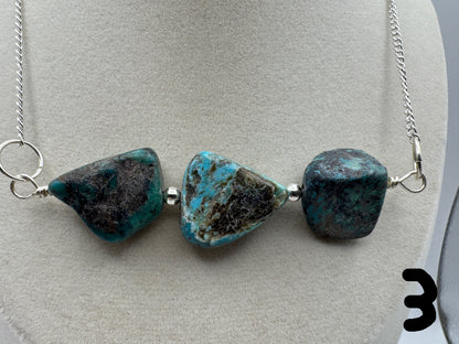 Turquoise Nugget Bar Necklace — Sporkhand Made | Sterling Plated Beads + Chain | 18” - West Spork Mercantile
