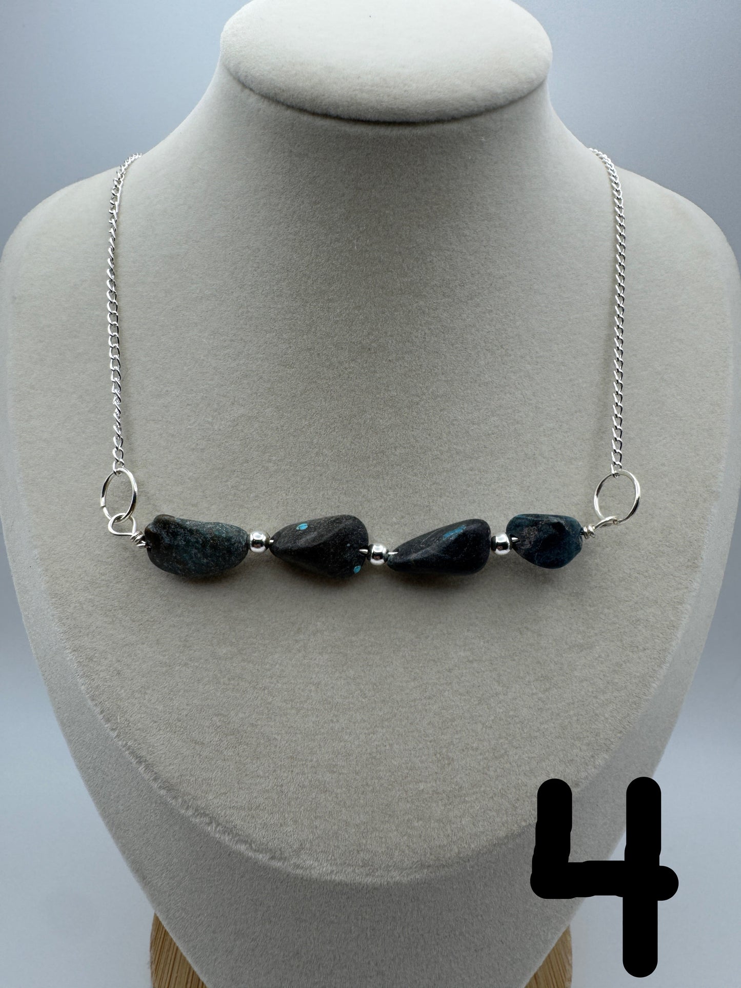 Turquoise Nugget Bar Necklace — Sporkhand Made | Sterling Plated Beads + Chain | 18” - West Spork Mercantile