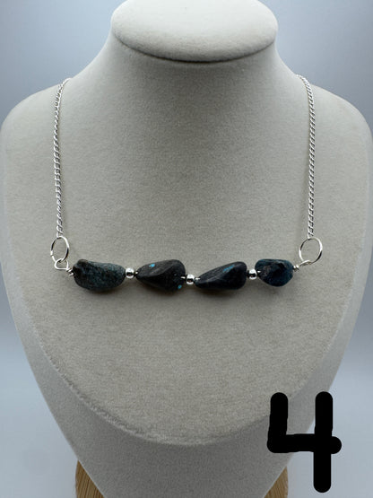 Turquoise Nugget Bar Necklace — Sporkhand Made | Sterling Plated Beads + Chain | 18” - West Spork Mercantile