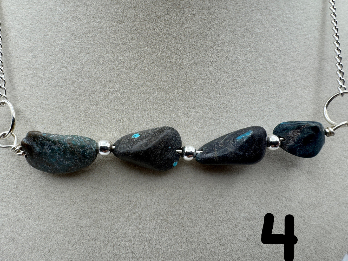 Turquoise Nugget Bar Necklace — Sporkhand Made | Sterling Plated Beads + Chain | 18” - West Spork Mercantile