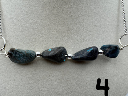 Turquoise Nugget Bar Necklace — Sporkhand Made | Sterling Plated Beads + Chain | 18” - West Spork Mercantile