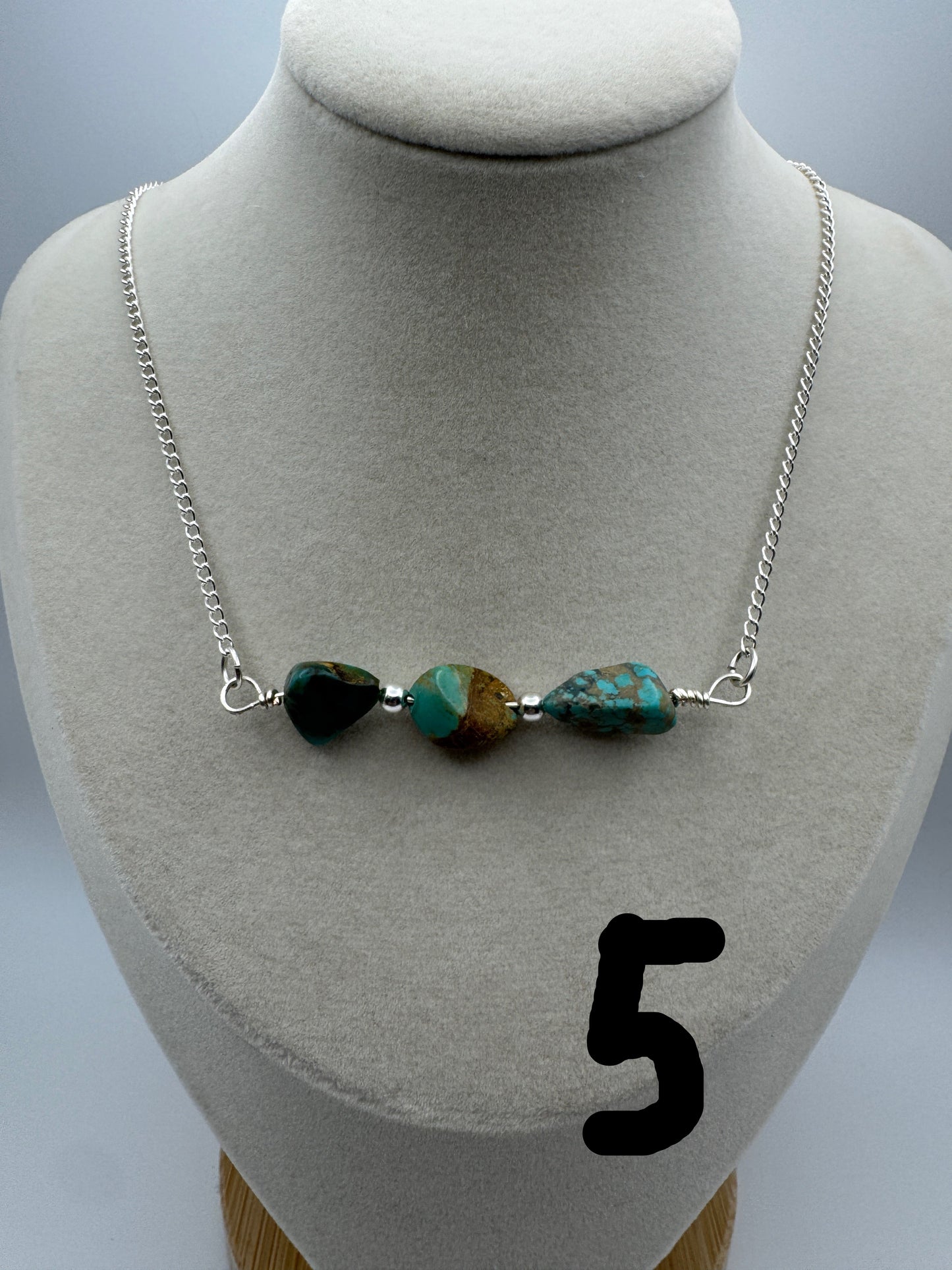 Turquoise Nugget Bar Necklace — Sporkhand Made | Sterling Plated Beads + Chain | 18” - West Spork Mercantile
