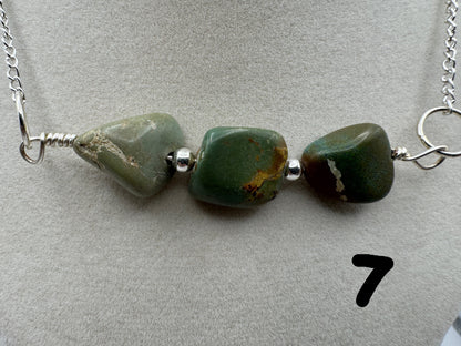 Turquoise Nugget Bar Necklace — Sporkhand Made | Sterling Plated Beads + Chain | 18” - West Spork Mercantile