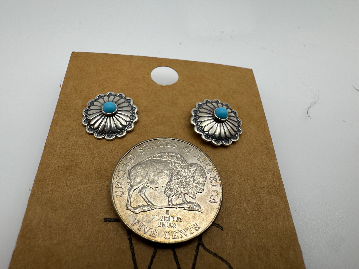 Round Sterling and Turquoise Studs - West Spork Mercantile